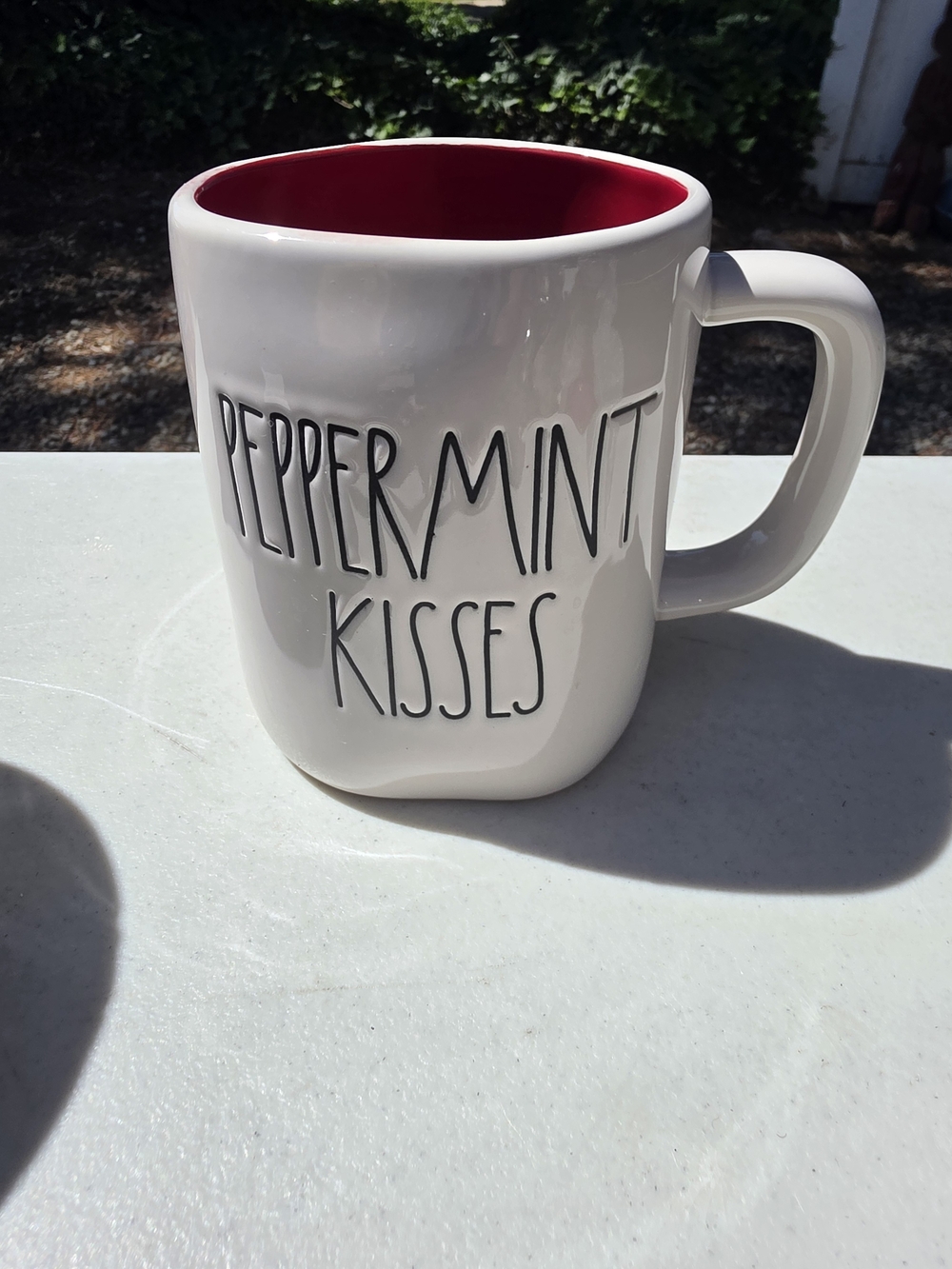 Rae Dunn White Mug with Red Interior - Peppermint Kisses